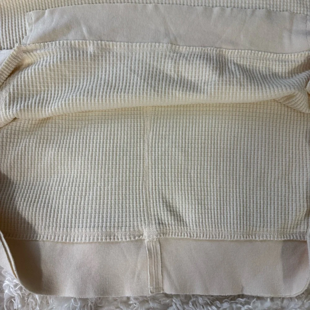 Free People We The Free Buttercup Thermal Top Oversized Small Ecru Waffle Knit - Picture 9 of 12